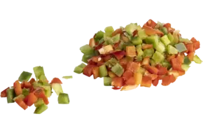 Paprika rood-groen brunoise 10mm bak 1kg